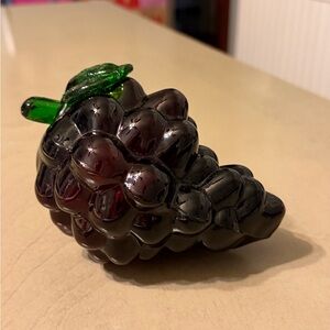 Elegant Glass Grape Sculpture - Deep Purple and Green